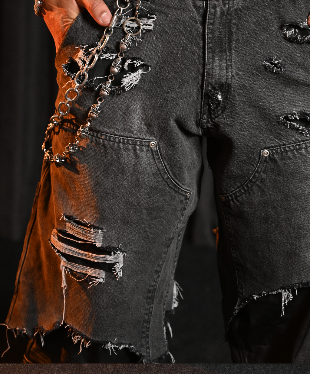 Denim X Leather Stud Pants