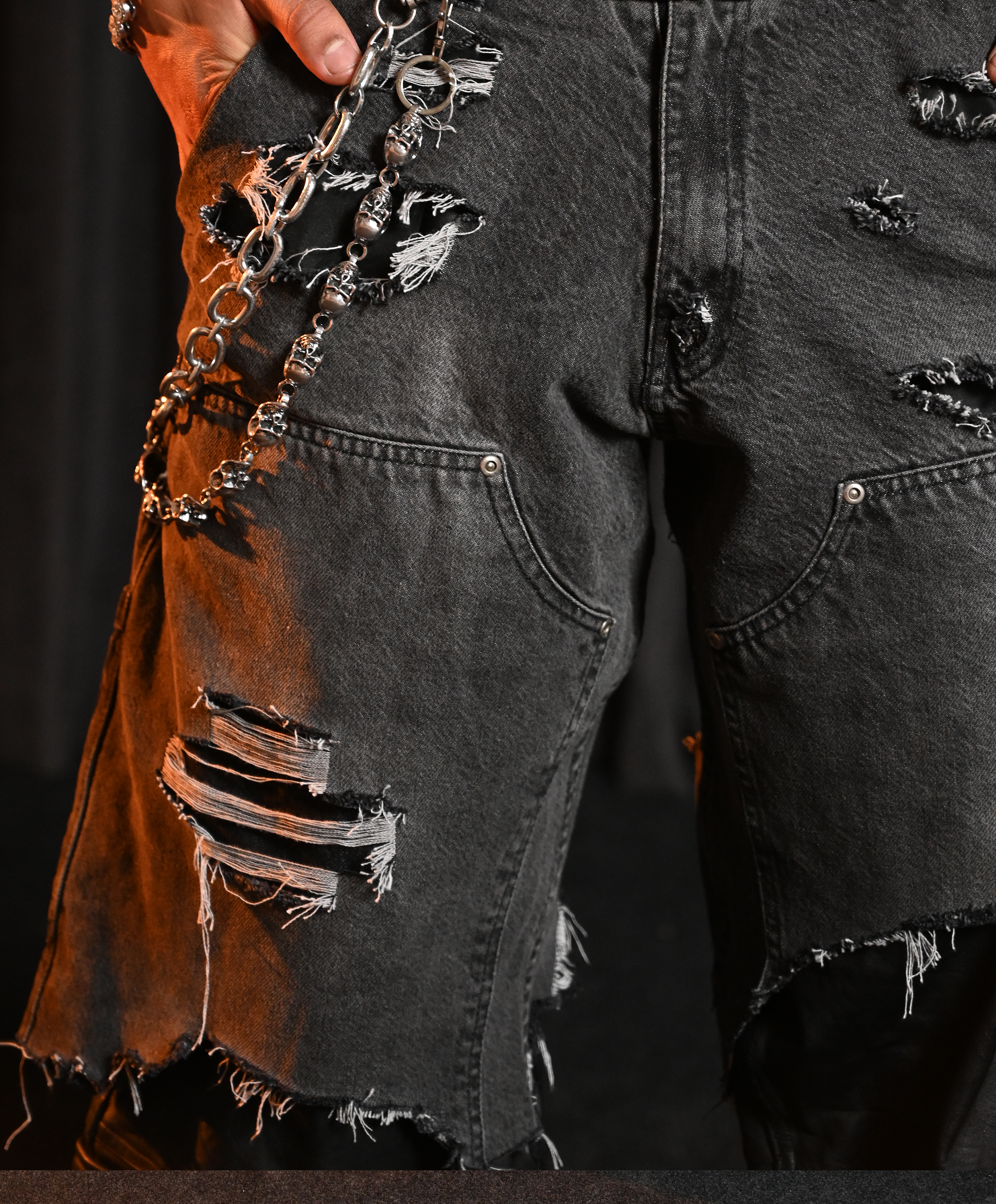 Denim X Leather Stud Pants