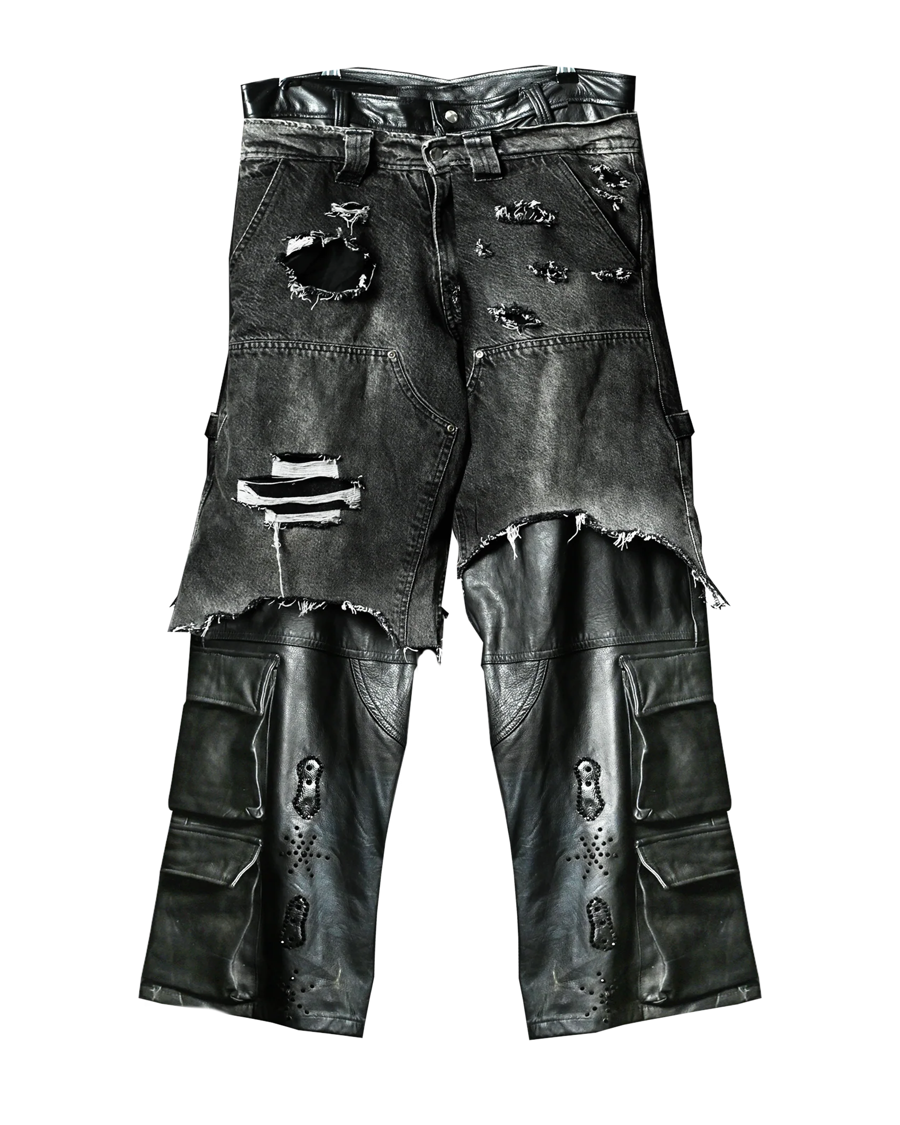 Denim X Leather Stud Pants